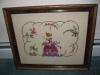 Bonnet Lady Needlepoint ,Framed,Pink